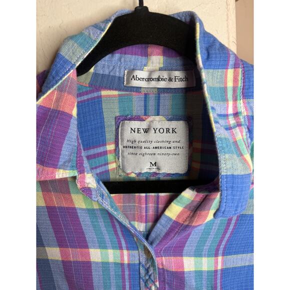 Abercrombie & Fitch Plaid Button Front Long Sleeve Top Size M - Picture 3 of 5